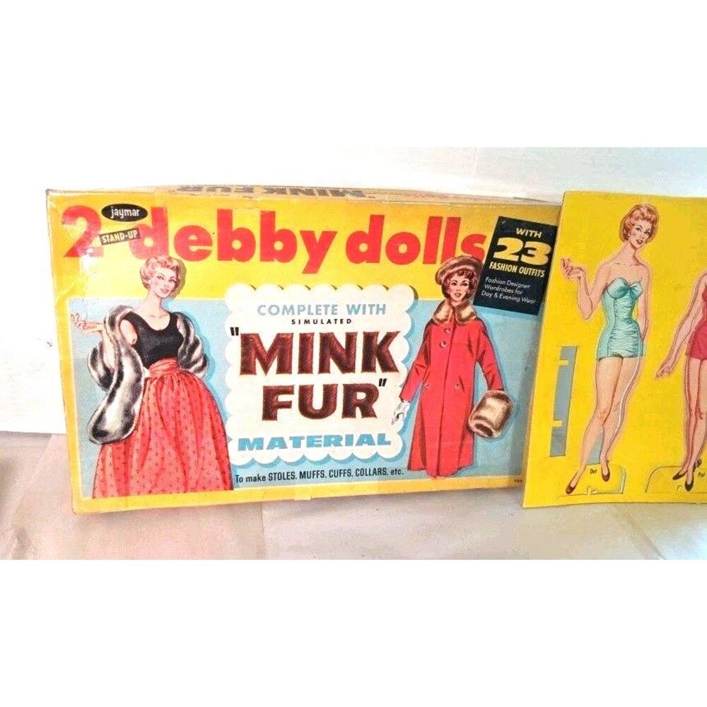 Vintage 1950's Jaymar 2 Debby Dolls Cardboard  Paper Dolls W/ Box